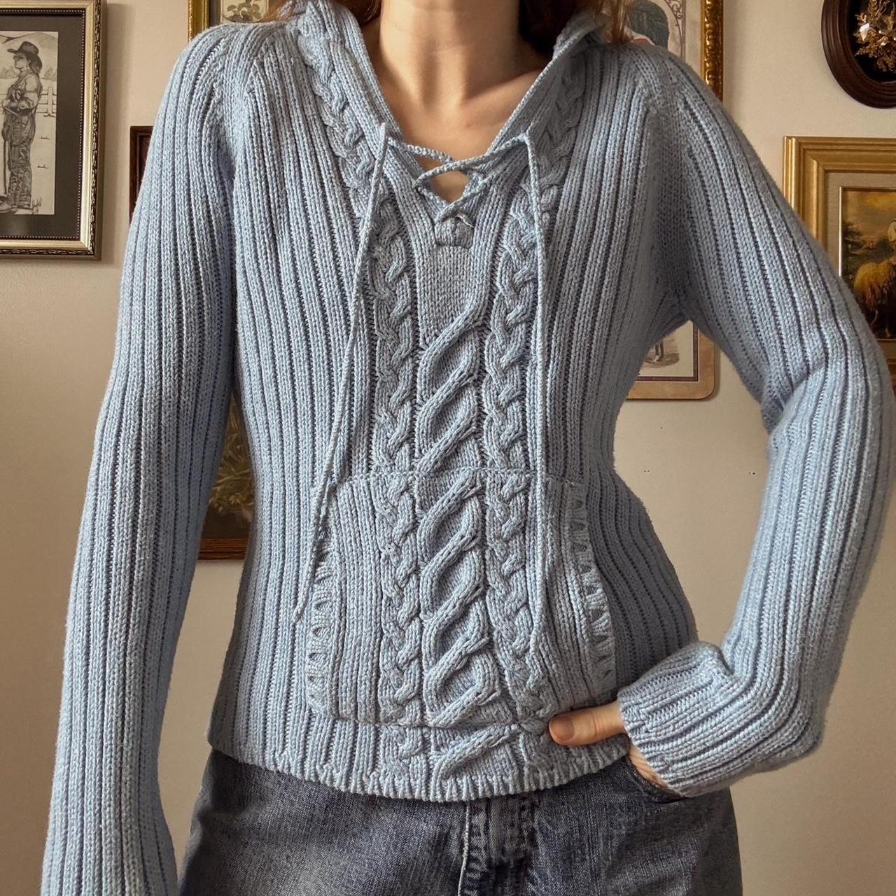 Y2K cable knit hoodie (M)