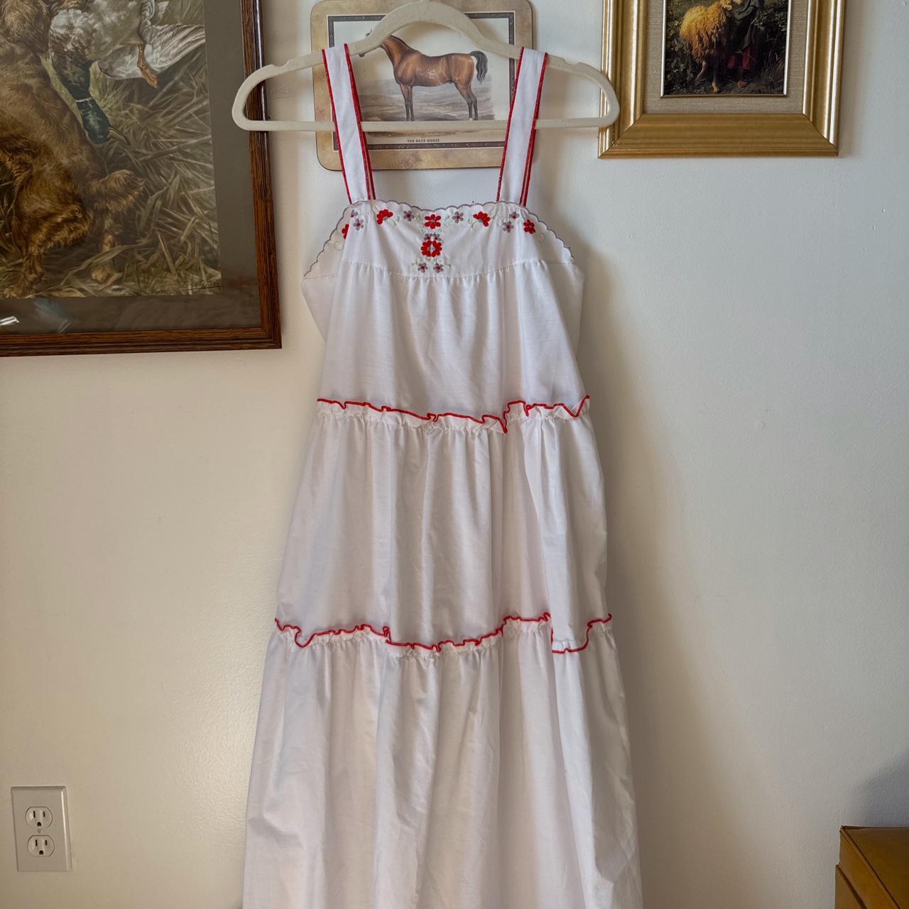 White prairie embroidered maxi dress (S)
