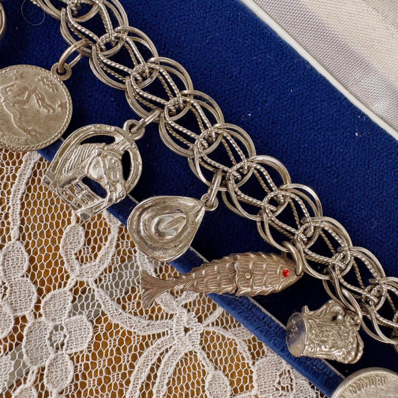 Silver boho charm bracelet