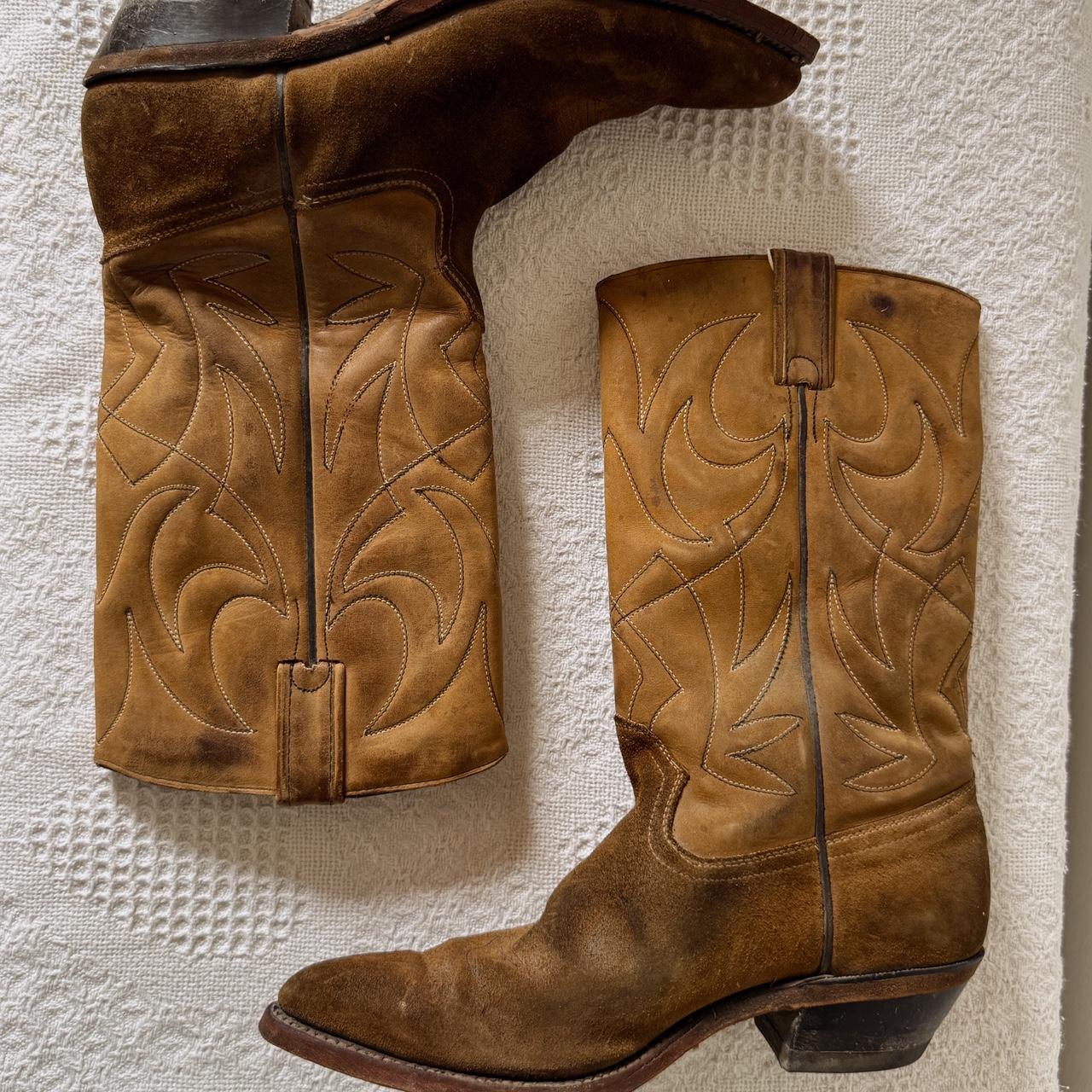 Brown suede leather cowboy boots (9.5)