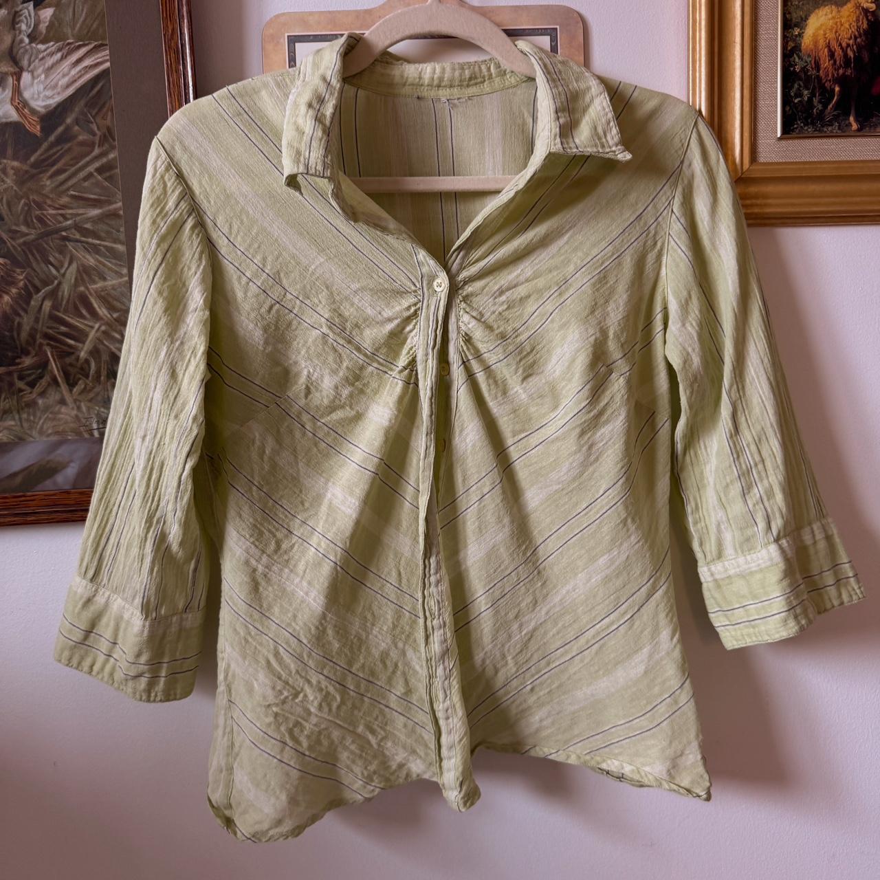 Y2K sage button up blouse (S)