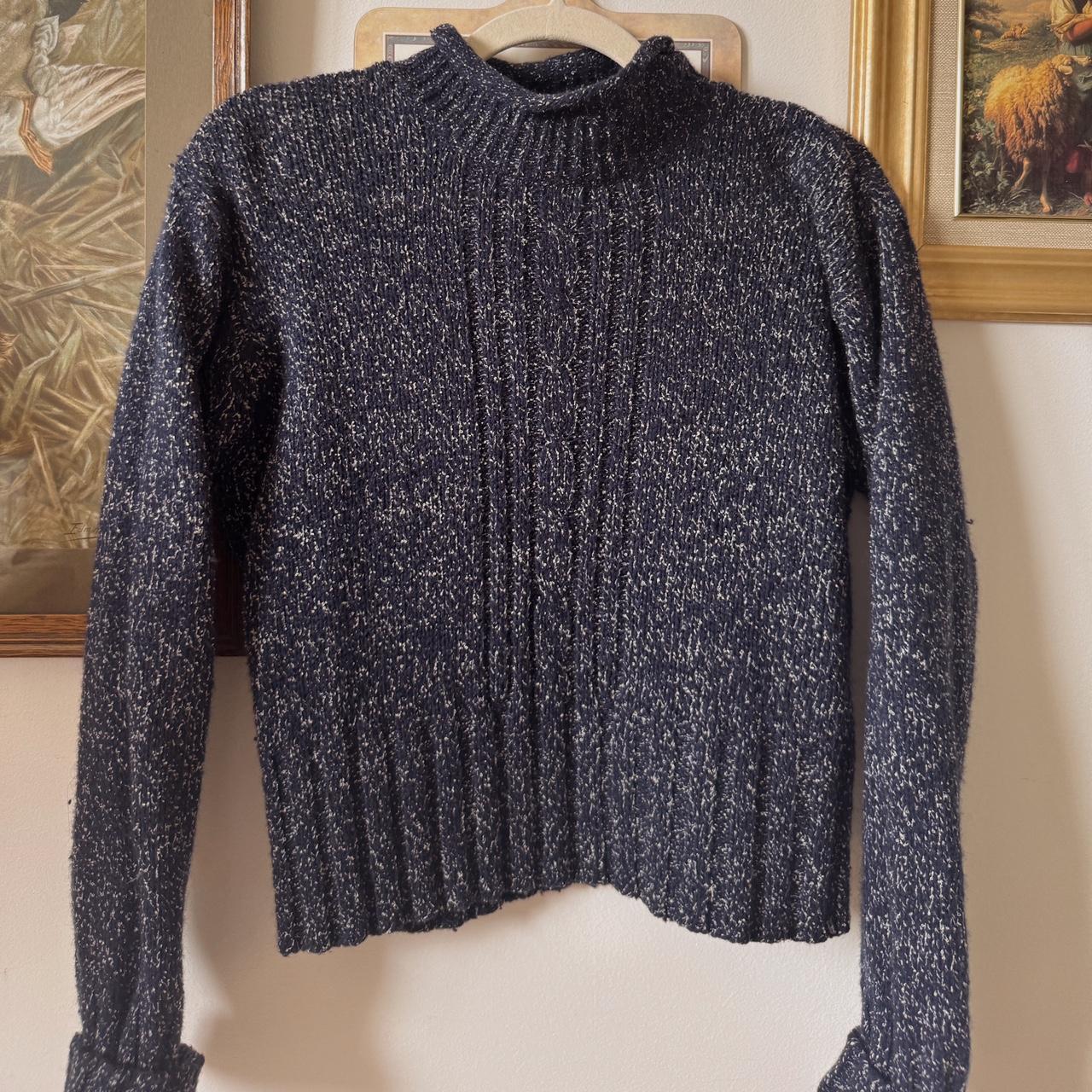 Navy roll neck knitted sweater (S)