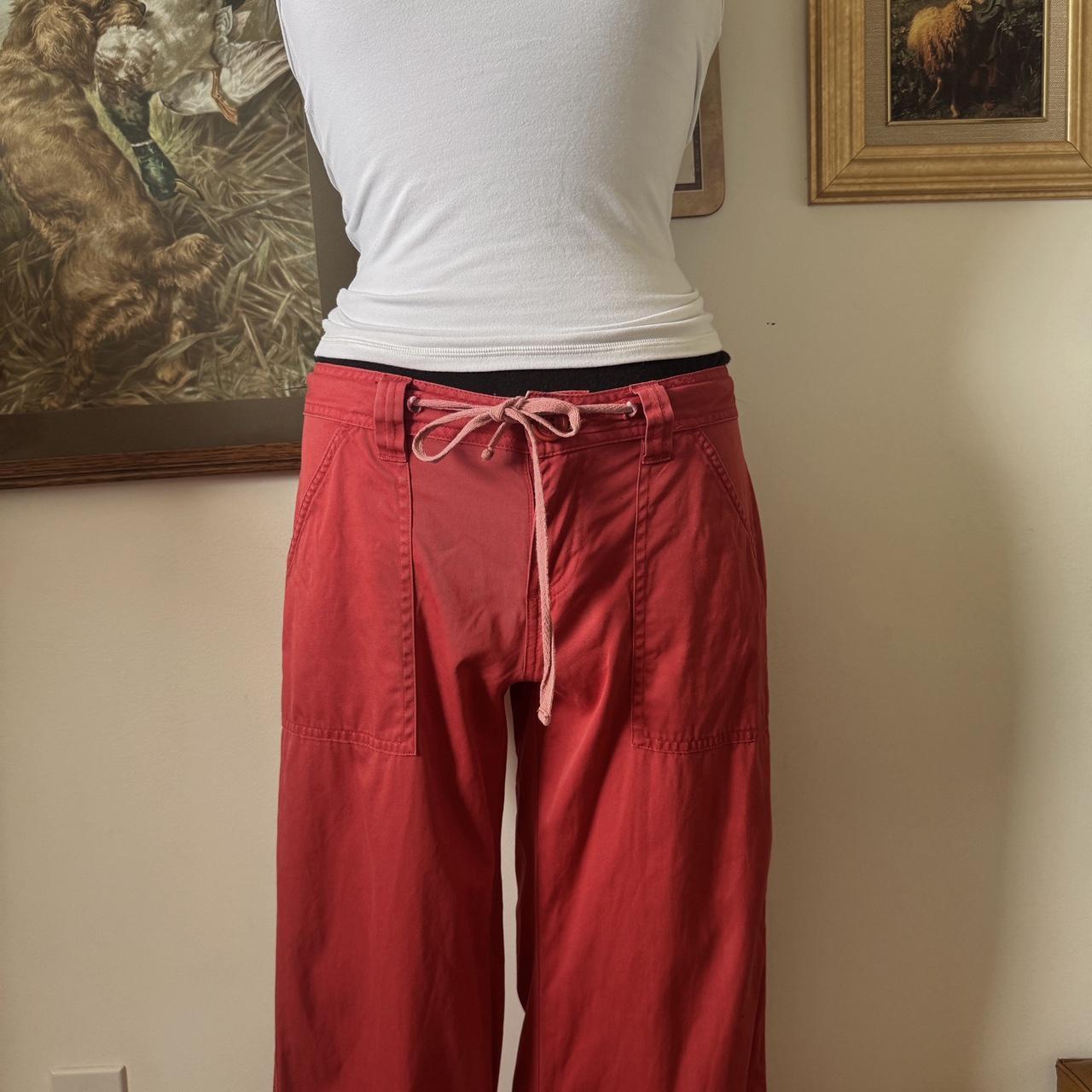 Soft red flare cotton pants (S)