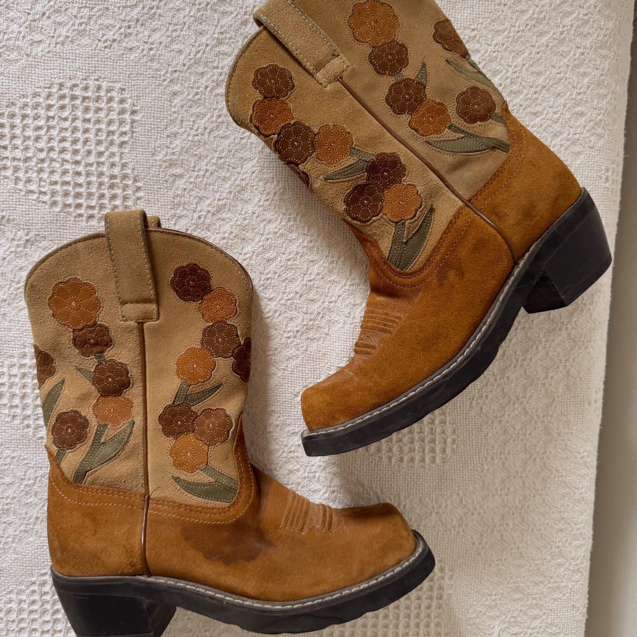 Suede floral cowgirl boots (8)
