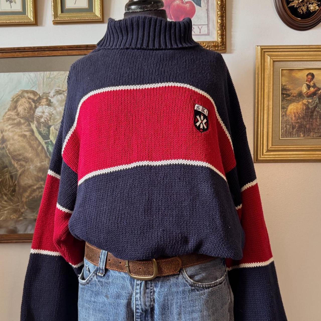 Navy & red striped vintage sweater (L)