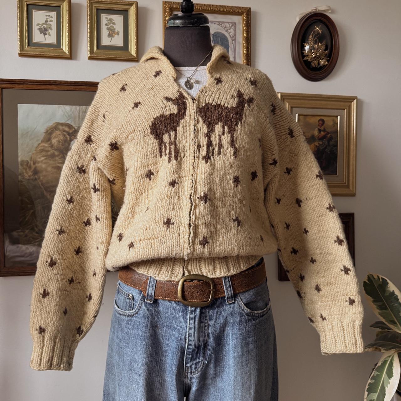 Knitted wool deer sweater (M)