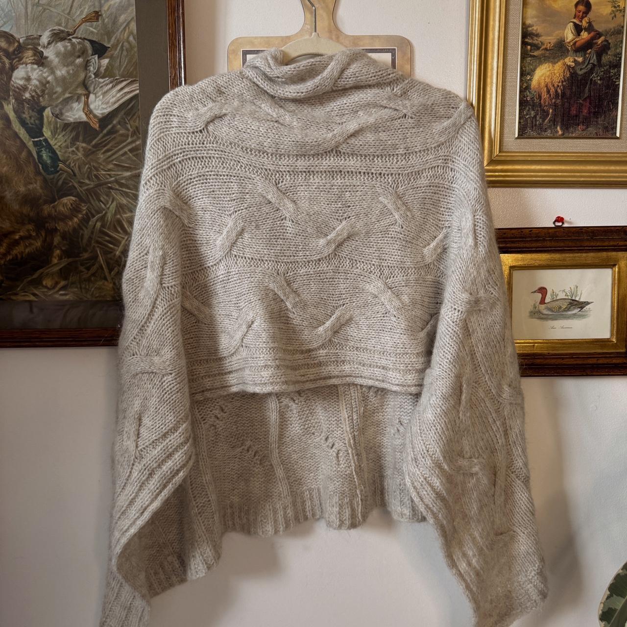 Cream grey knit poncho
