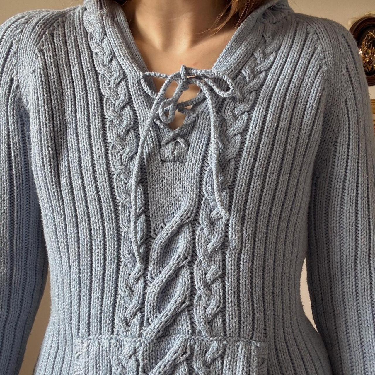 Y2K cable knit hoodie (M)