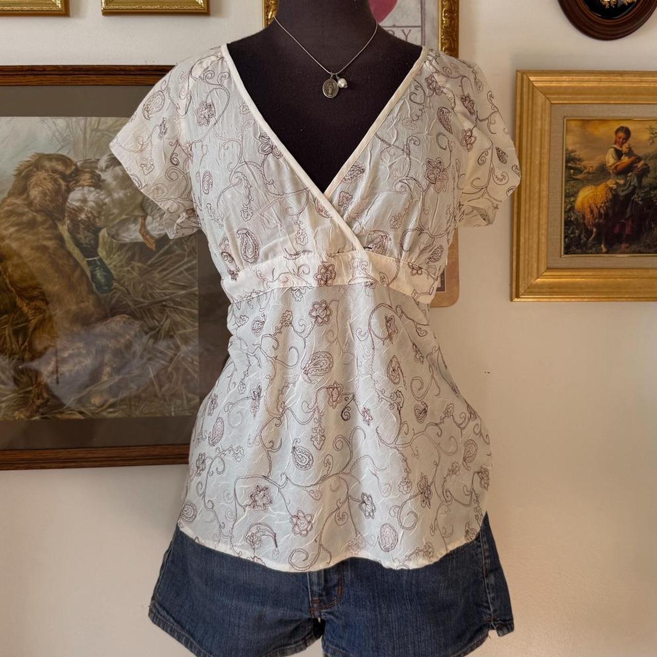 Y2K floral babydoll top (L)