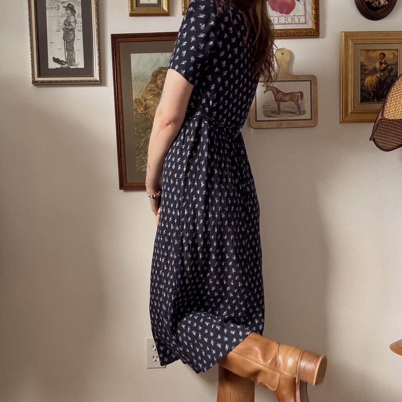 90s navy floral maxi dress (S)