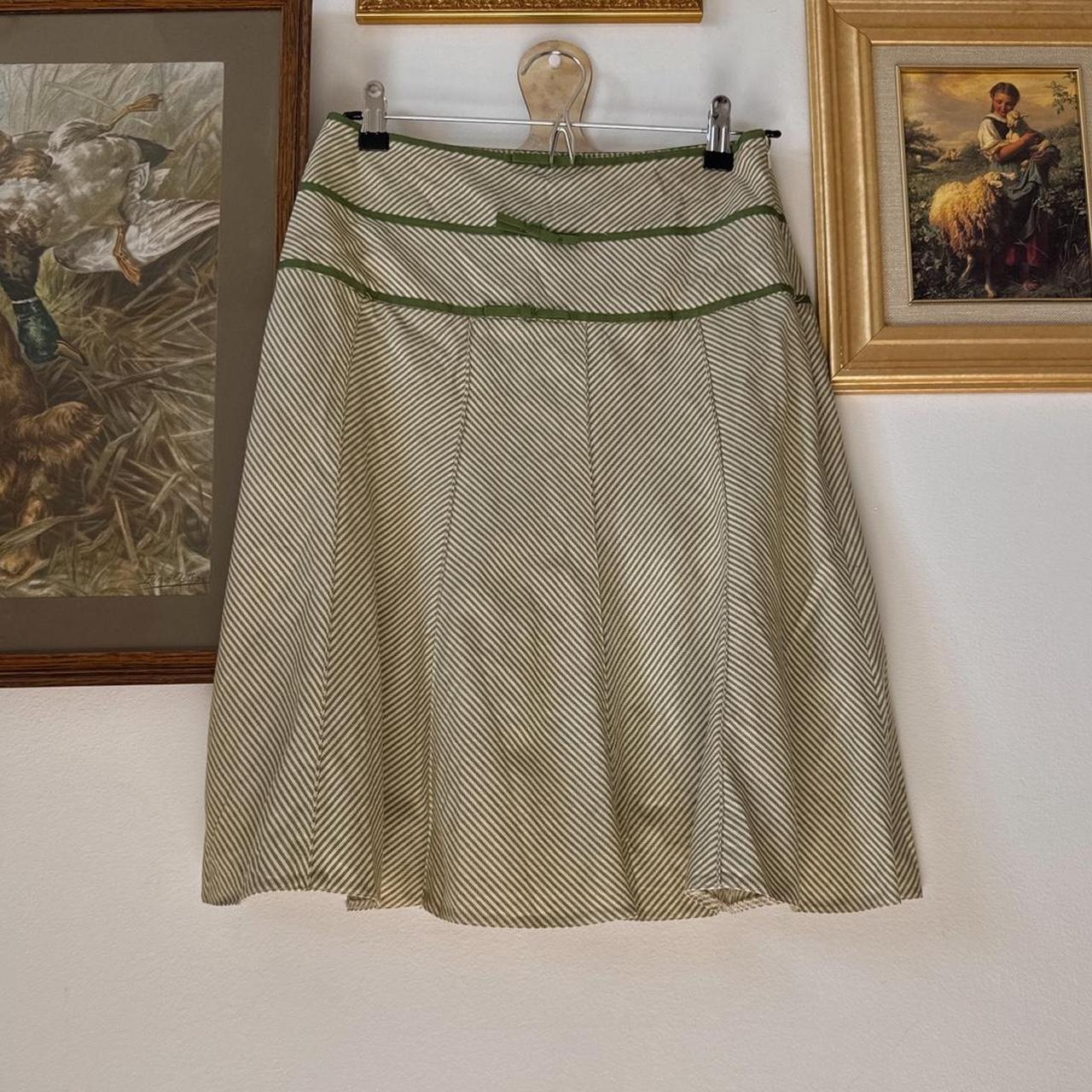 Y2K green striped midi skirt (S)