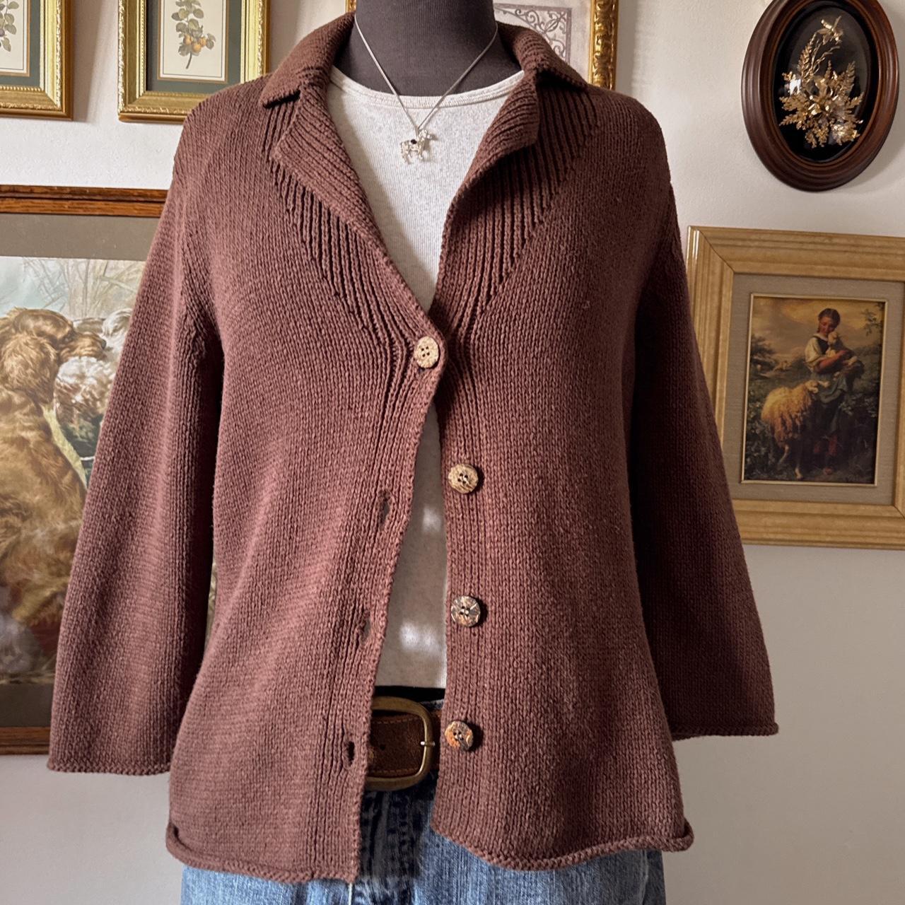 Chocolate brown slouch knit cardigan (S/M)