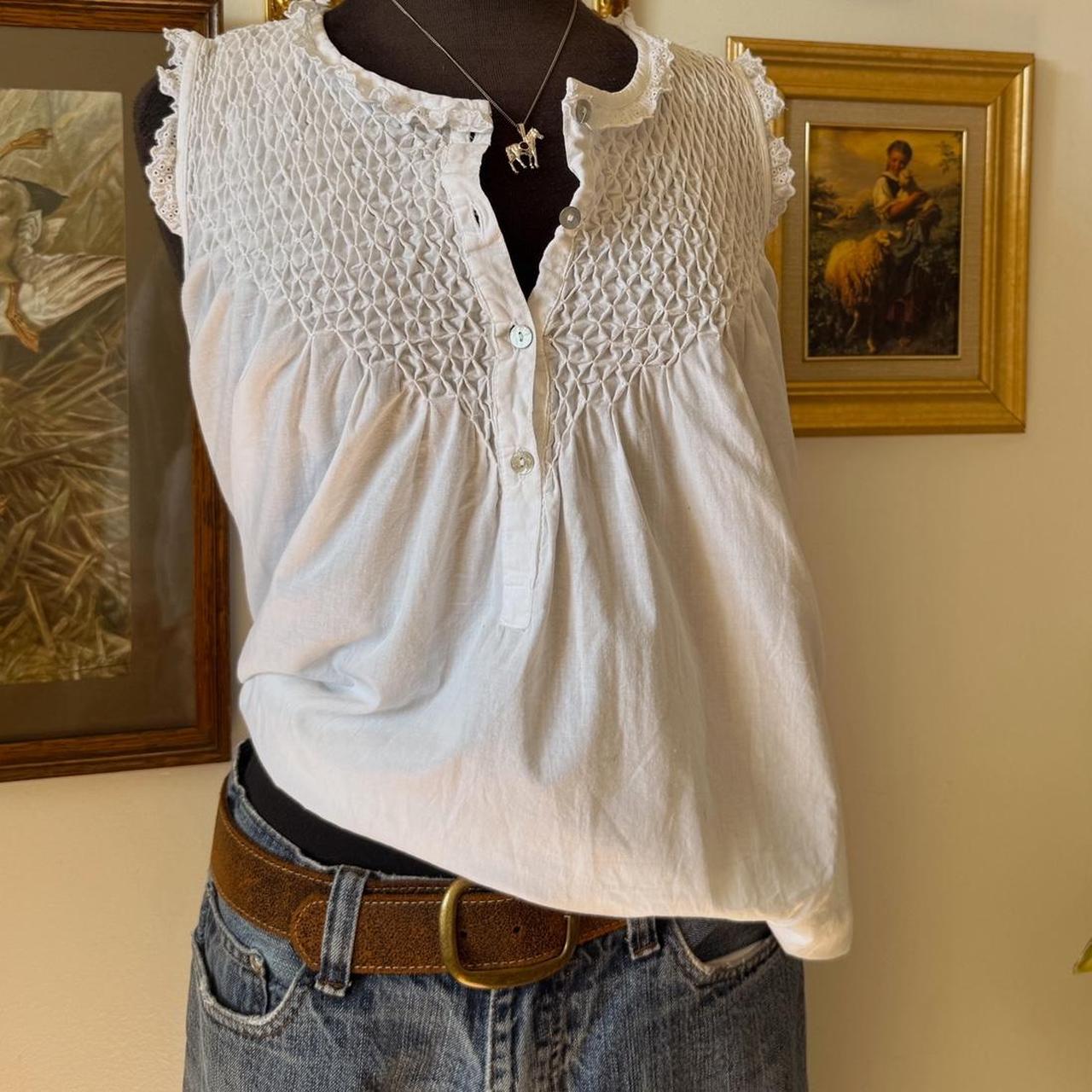 White Victoriana babydoll cotton top (S)