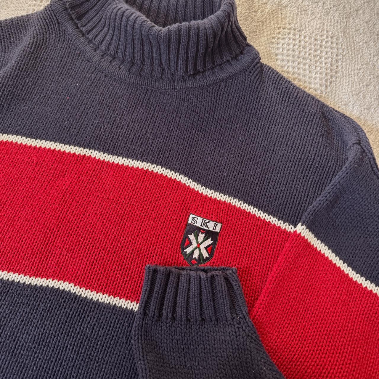 Navy & red striped vintage sweater (L)