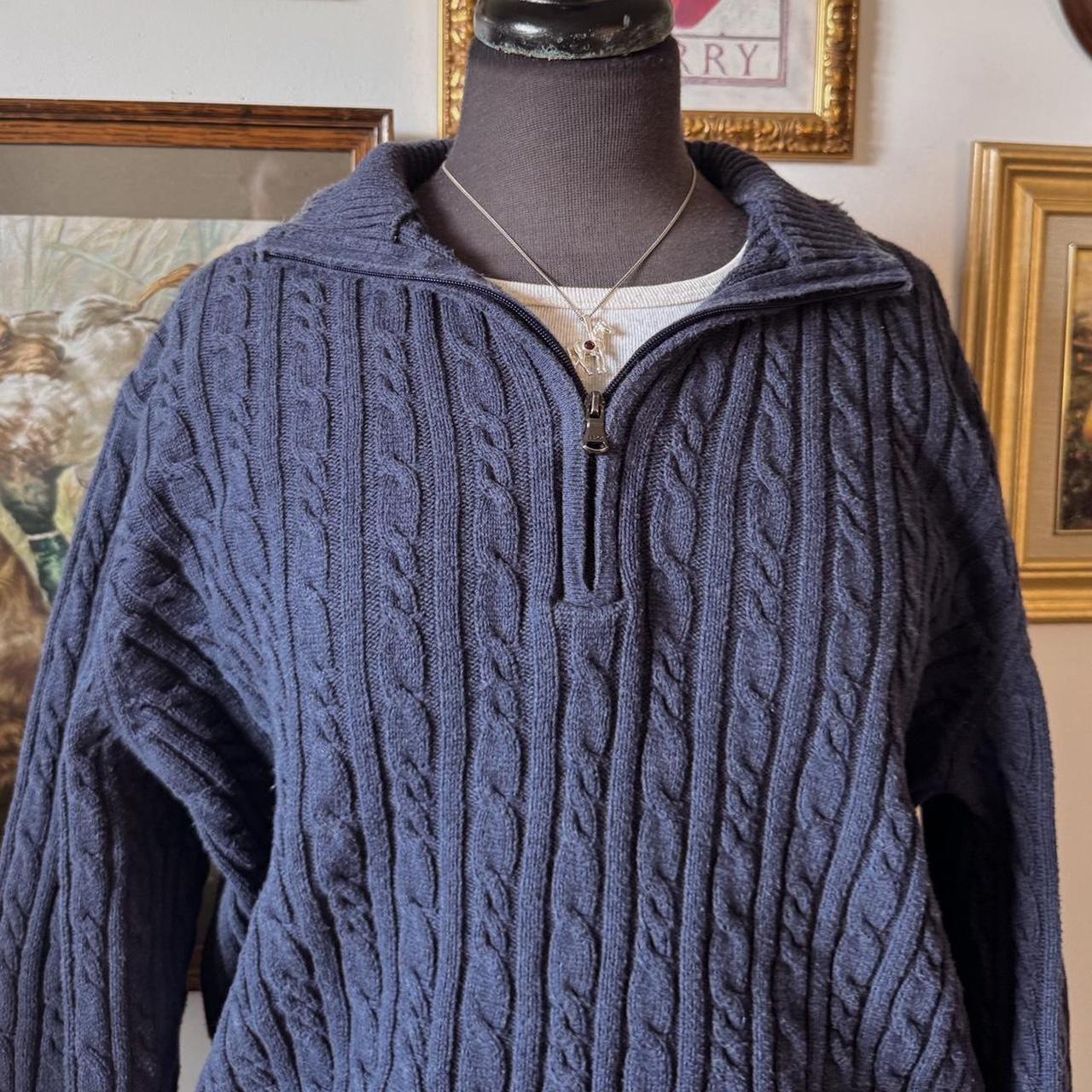 Navy cable knit mock neck sweater (XL)