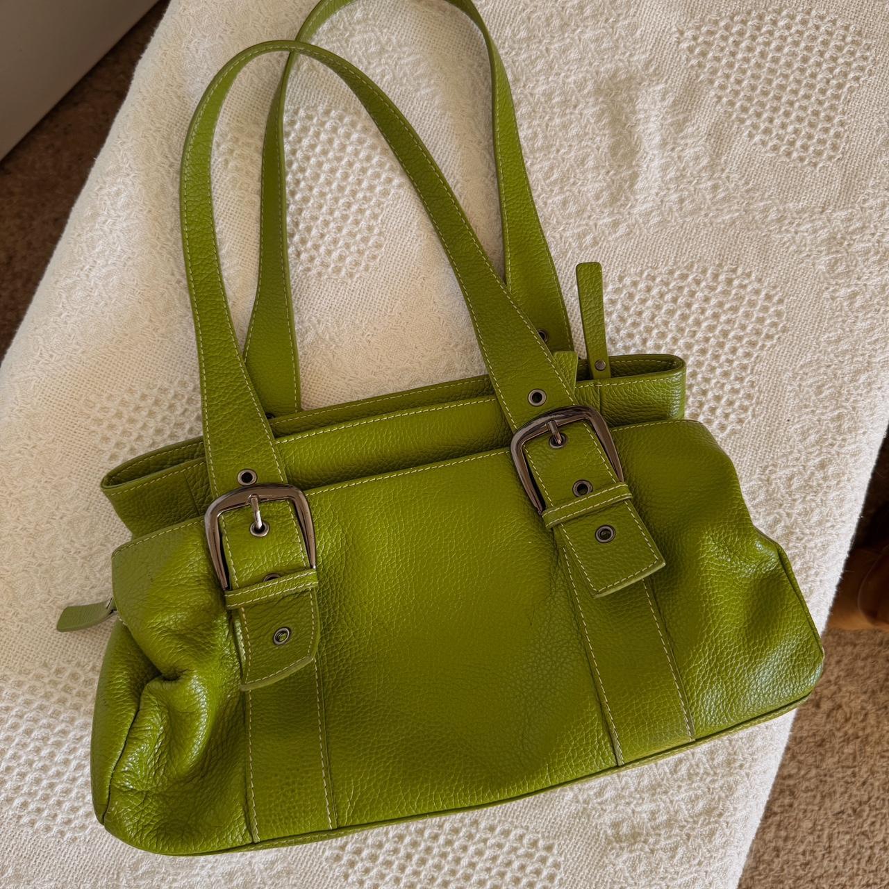 Green leather buckle bag