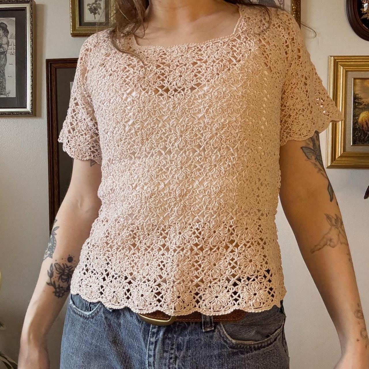 Cream crochet fairy top (M)