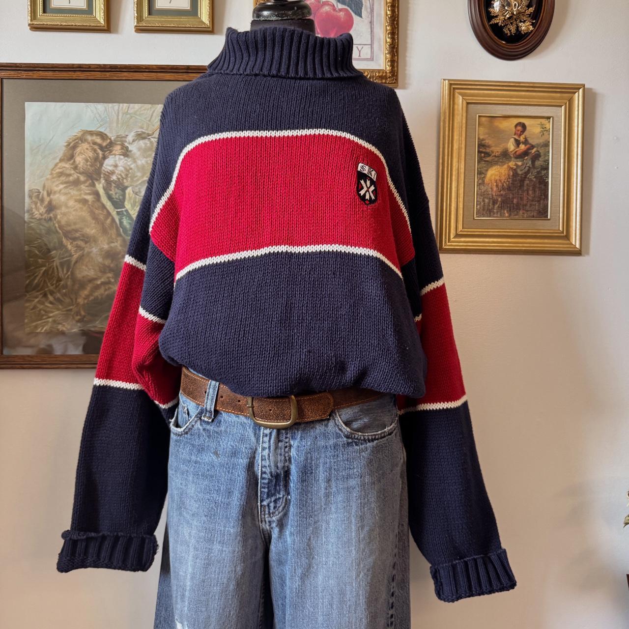 Navy & red striped vintage sweater (L)