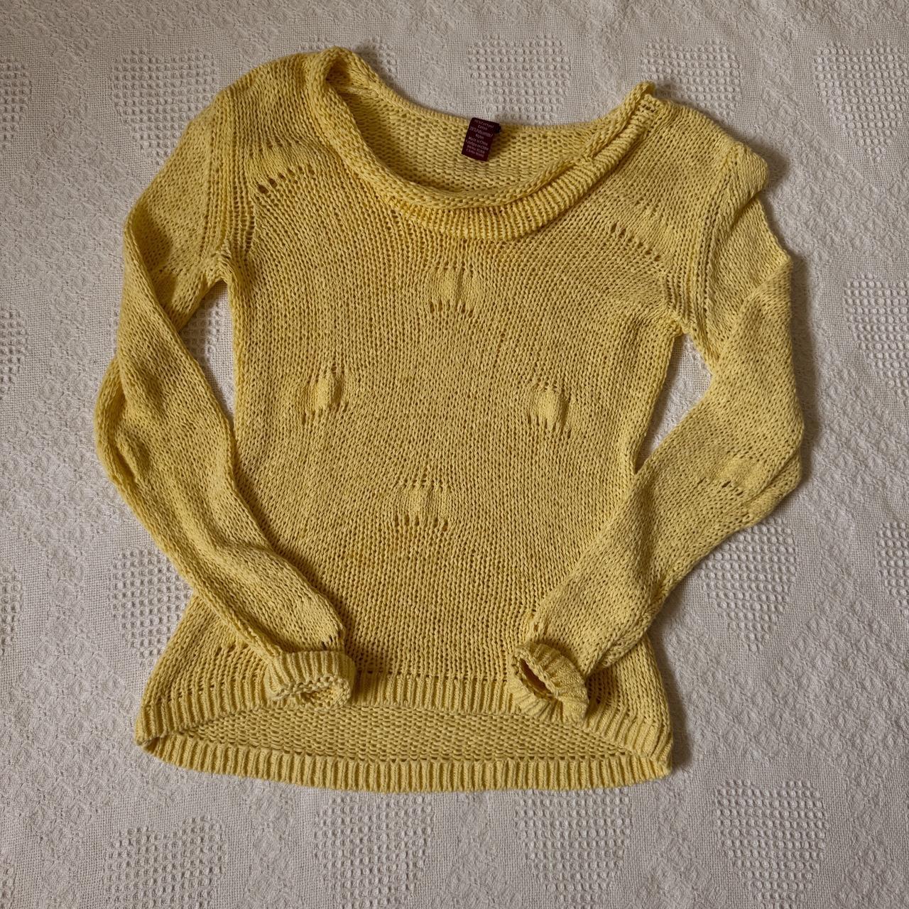 Soft yellow boatneck knit top (M)