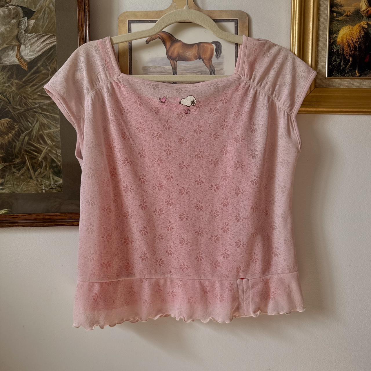 Pink snoopy lace top (M)