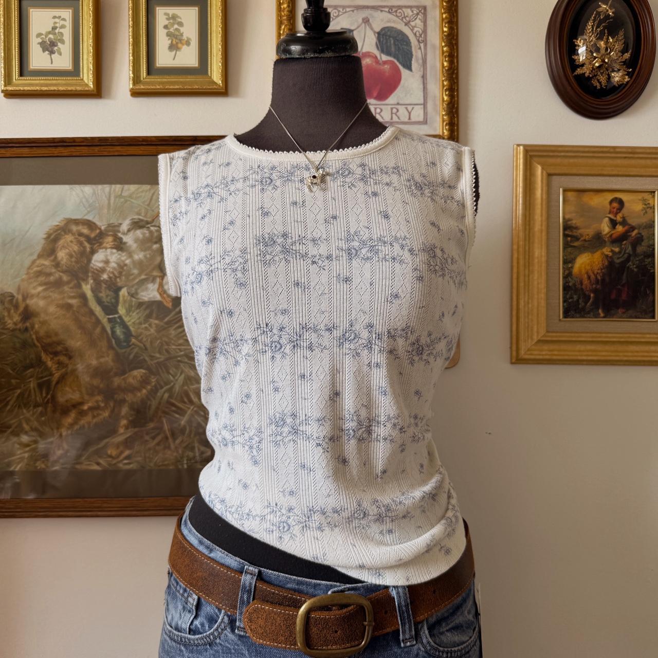 Cream pointelle tank top (L)