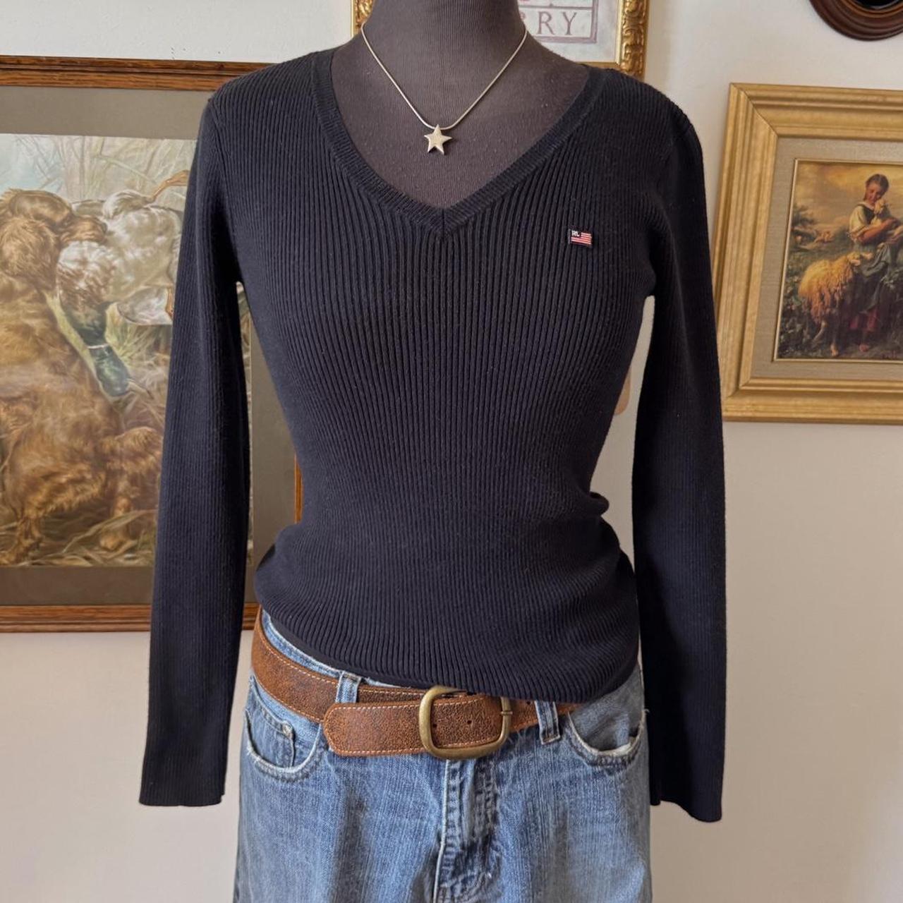 Ralph Lauren navy v-neck sweater (S)