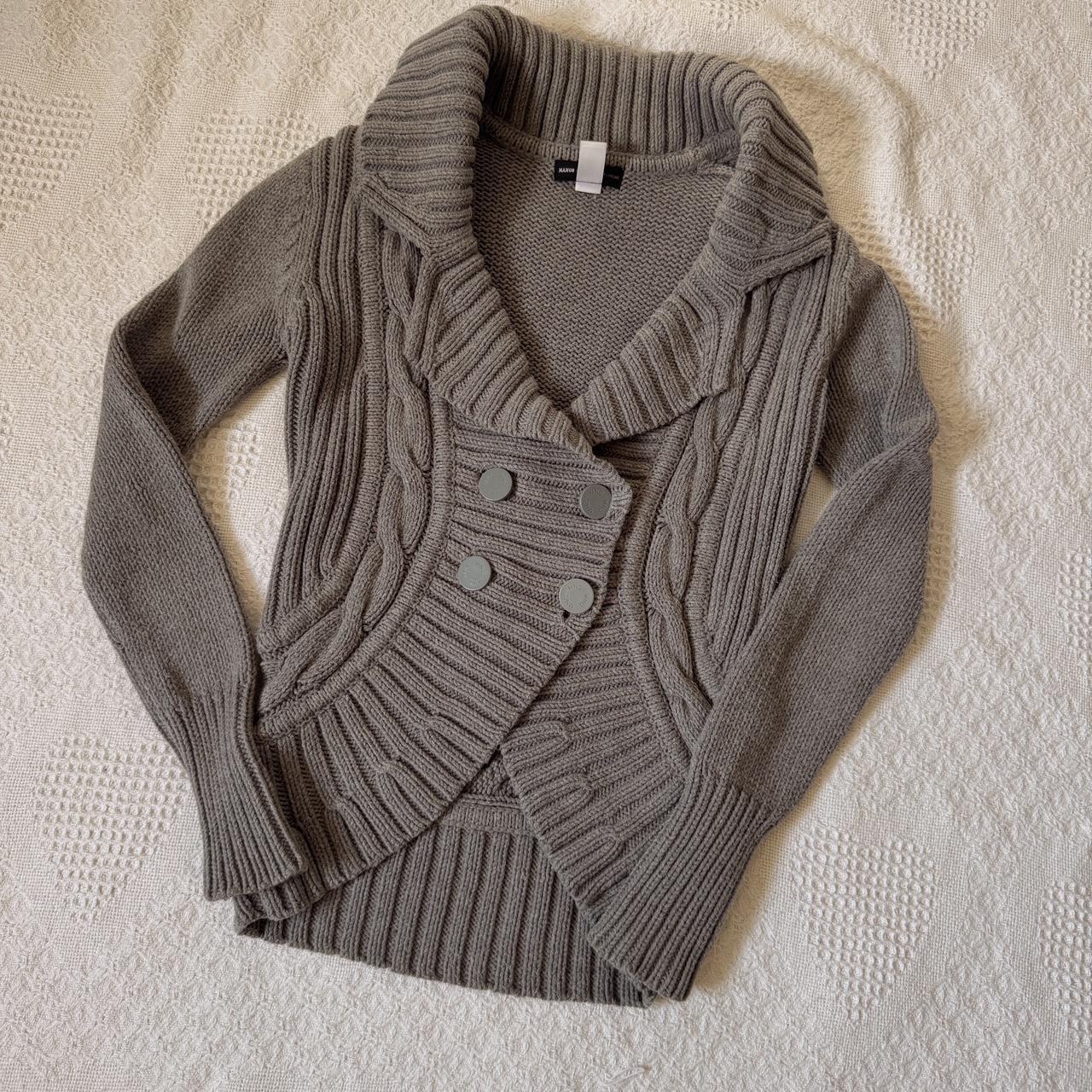 Grey cable knit shrug cardigan (S)