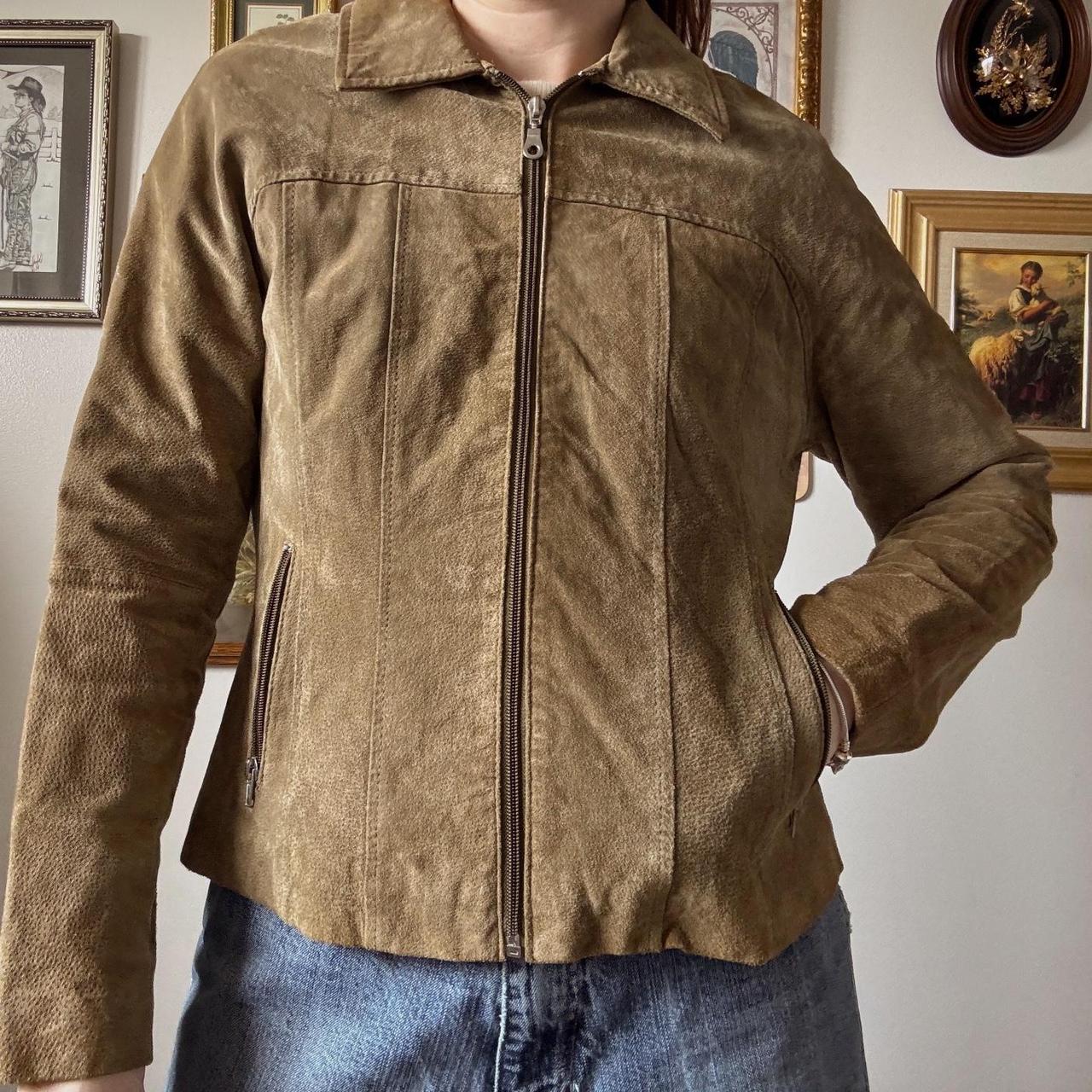 Green suede leather jacket (M)