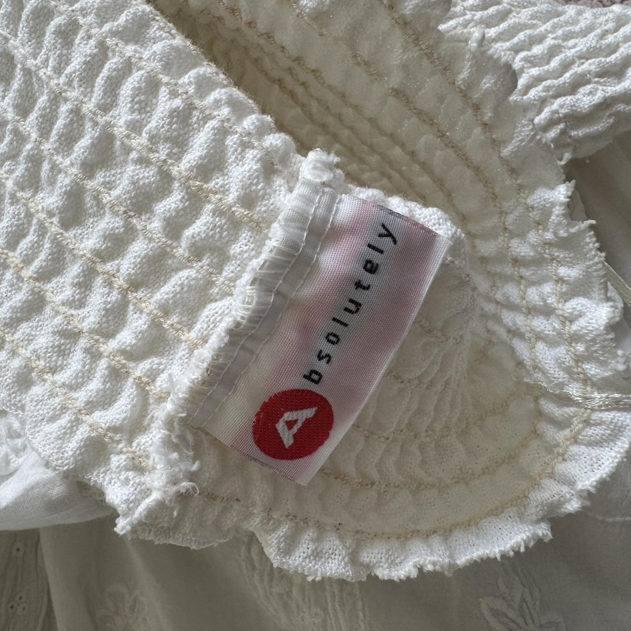 Whimsical patchwork white dress (M)