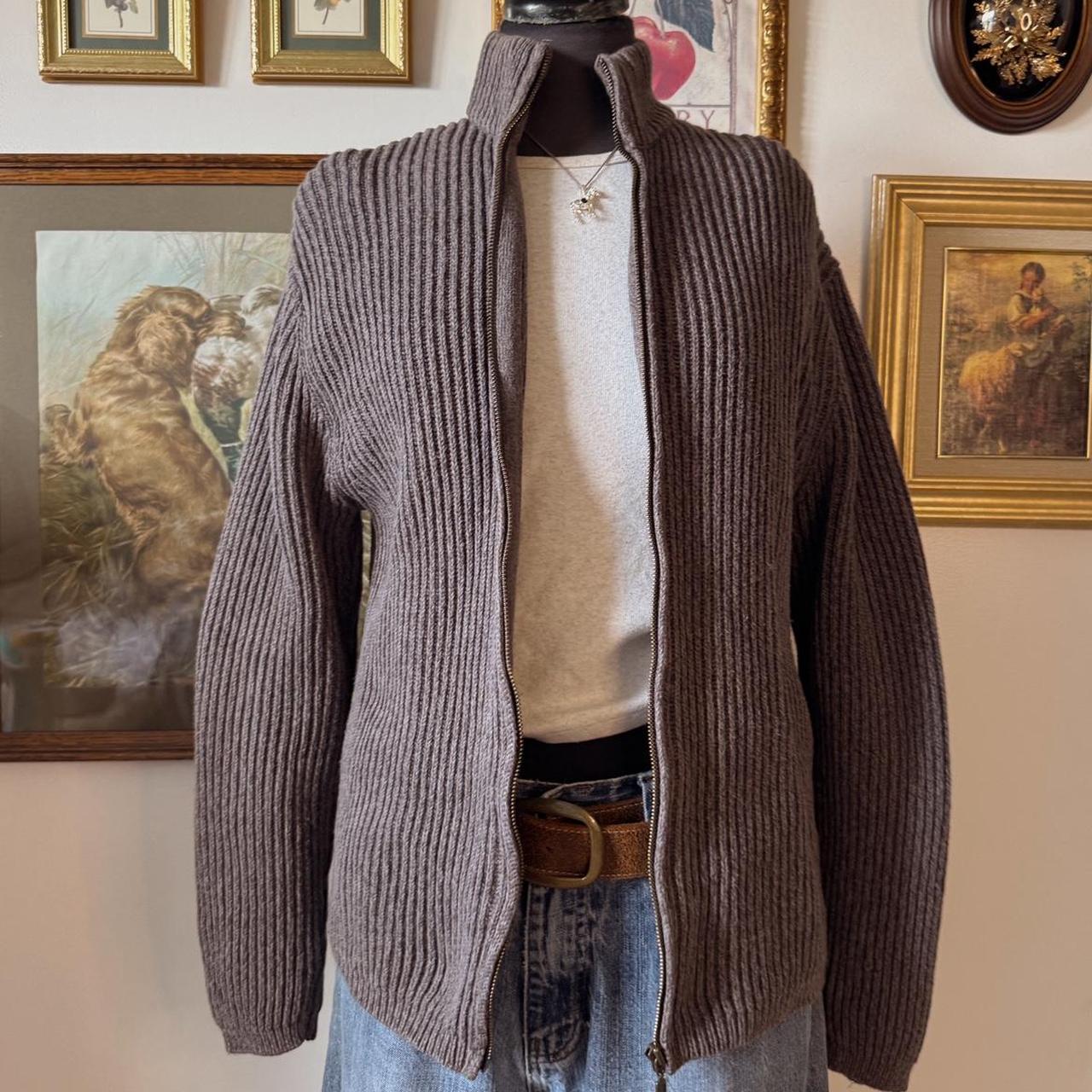 Grey cotton knit zip up (S)