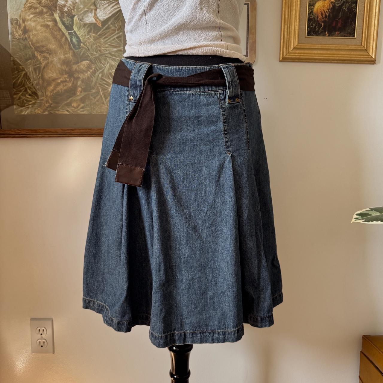 Pleated denim midi skirt (S)