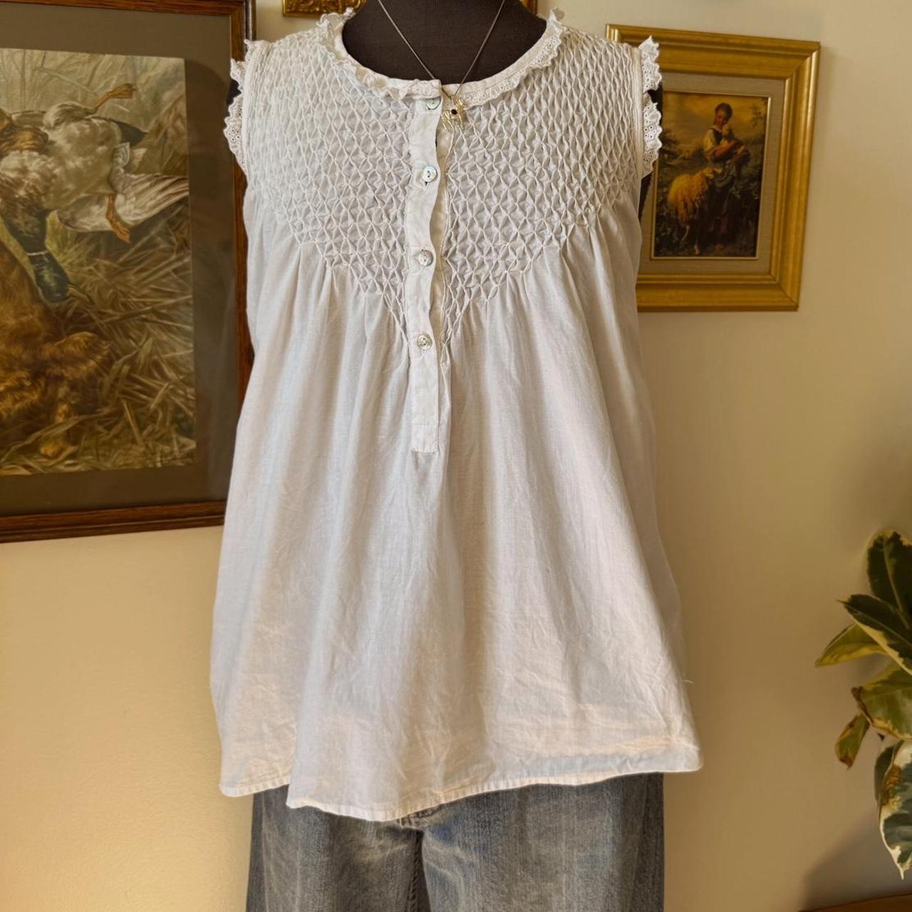 White Victoriana babydoll cotton top (S)