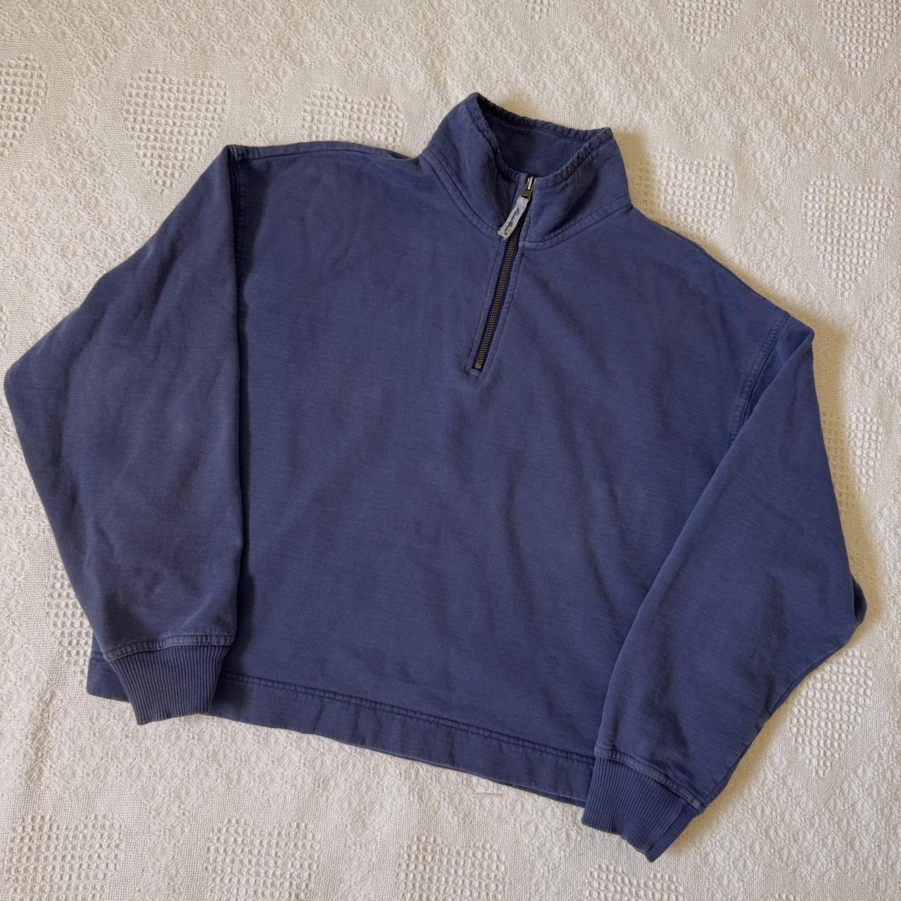 Navy blue slouchy quarter zip sweater (L)