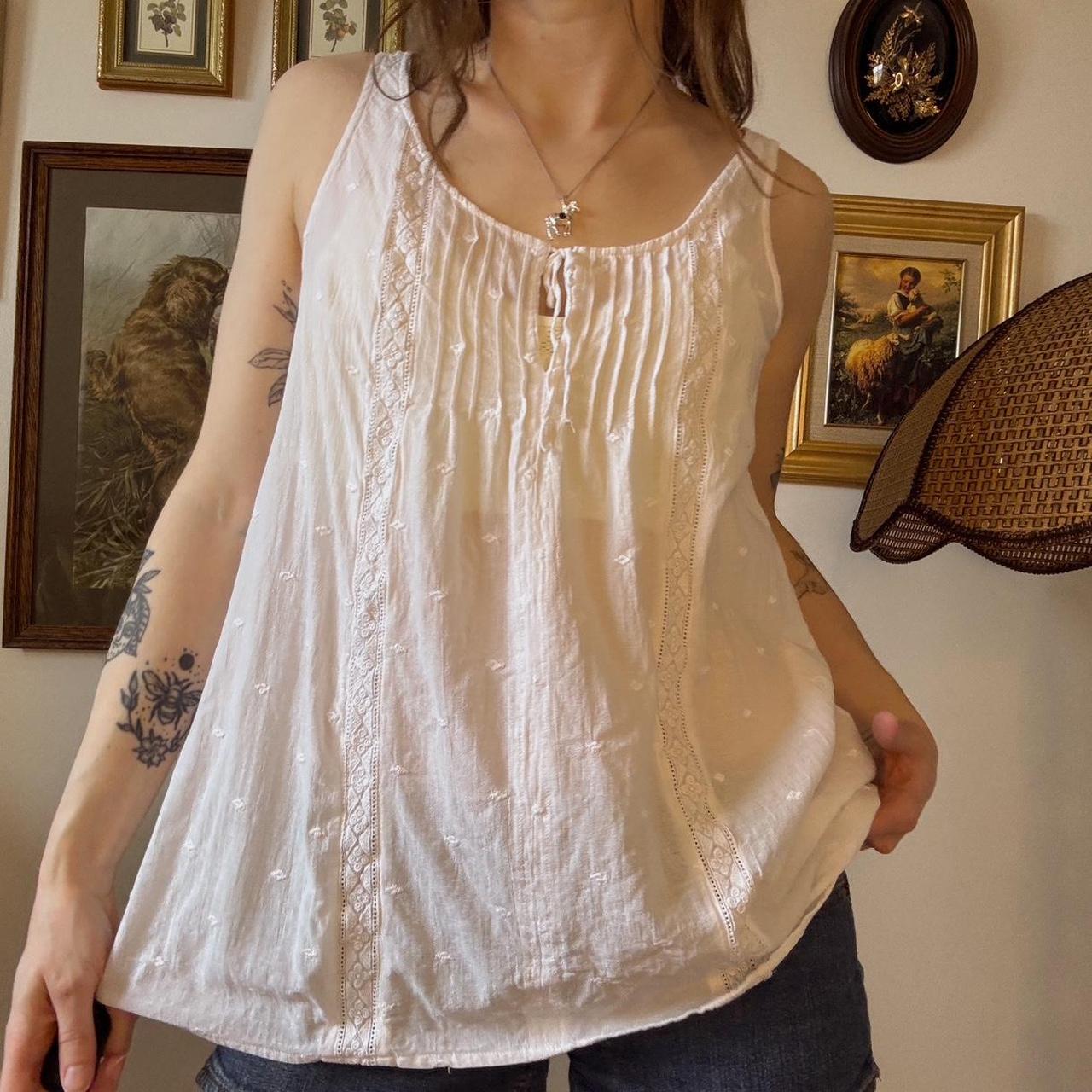 White eyelet boho tank (L)