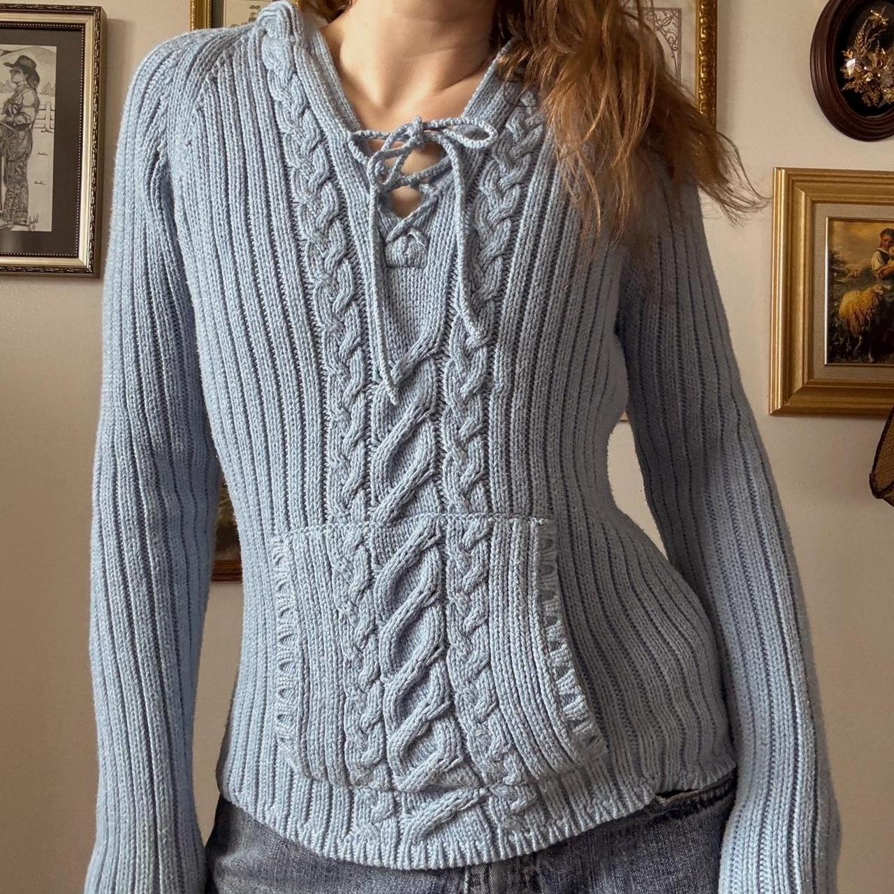 Y2K cable knit hoodie (M)