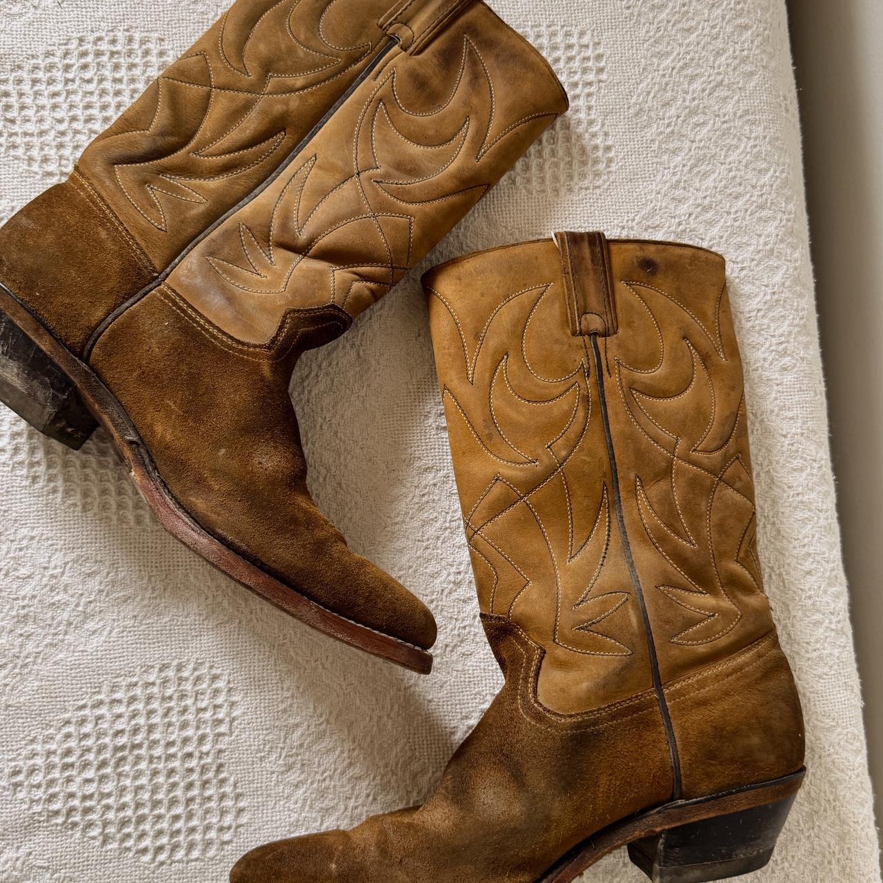 Brown suede leather cowboy boots (9.5)