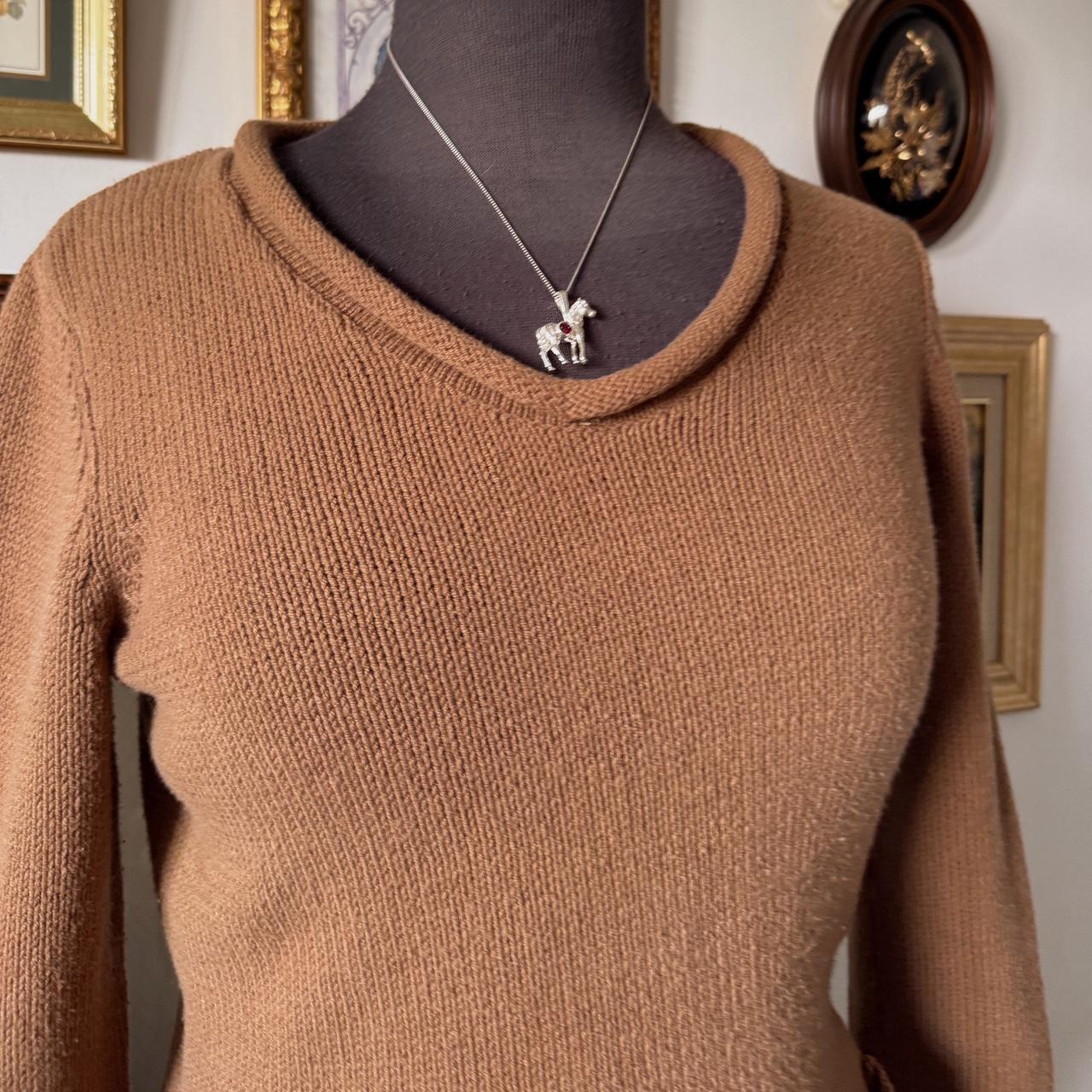 Caramel brown soft knit sweater (S)