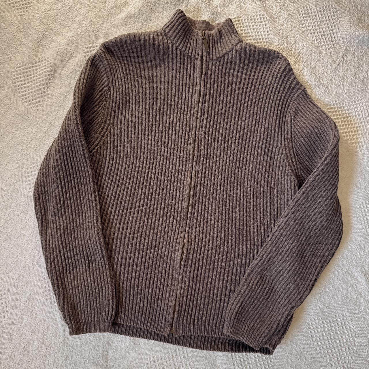 Grey cotton knit zip up (S)