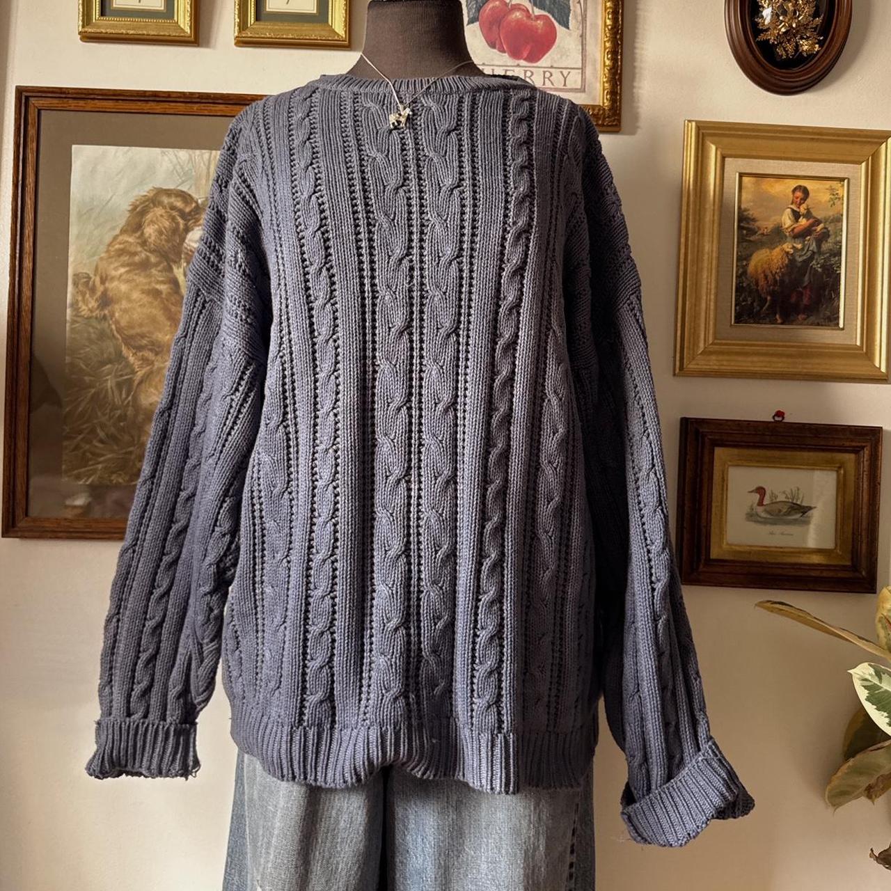 Navy cable knit cotton sweater (XL)