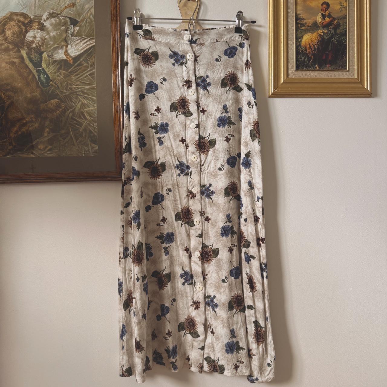 90s cream floral maxi skirt (S)