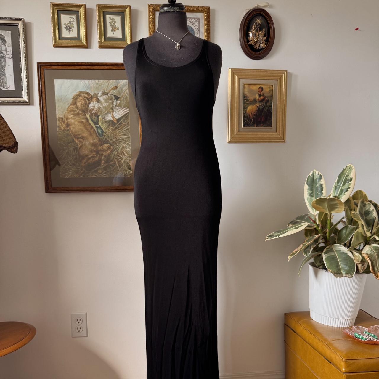 Black slinky maxi dress (M)