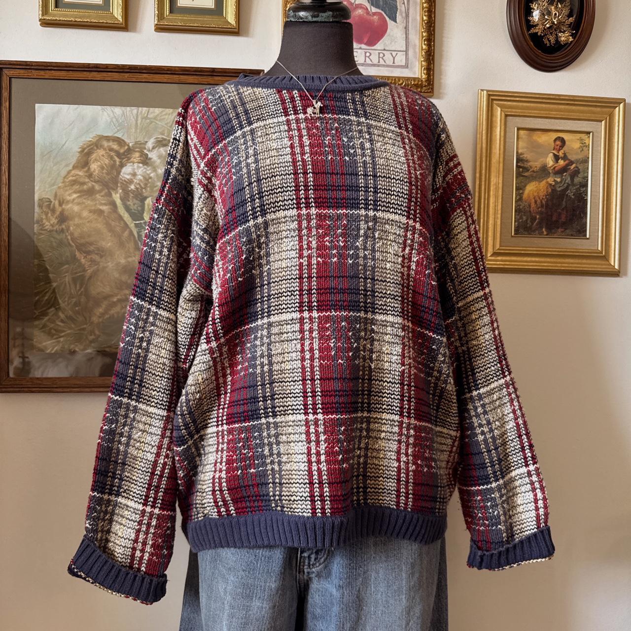 Vintage plaid knit slouchy sweater (L)