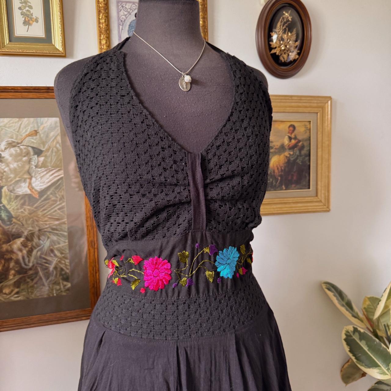 Black cotton halter dress (L)