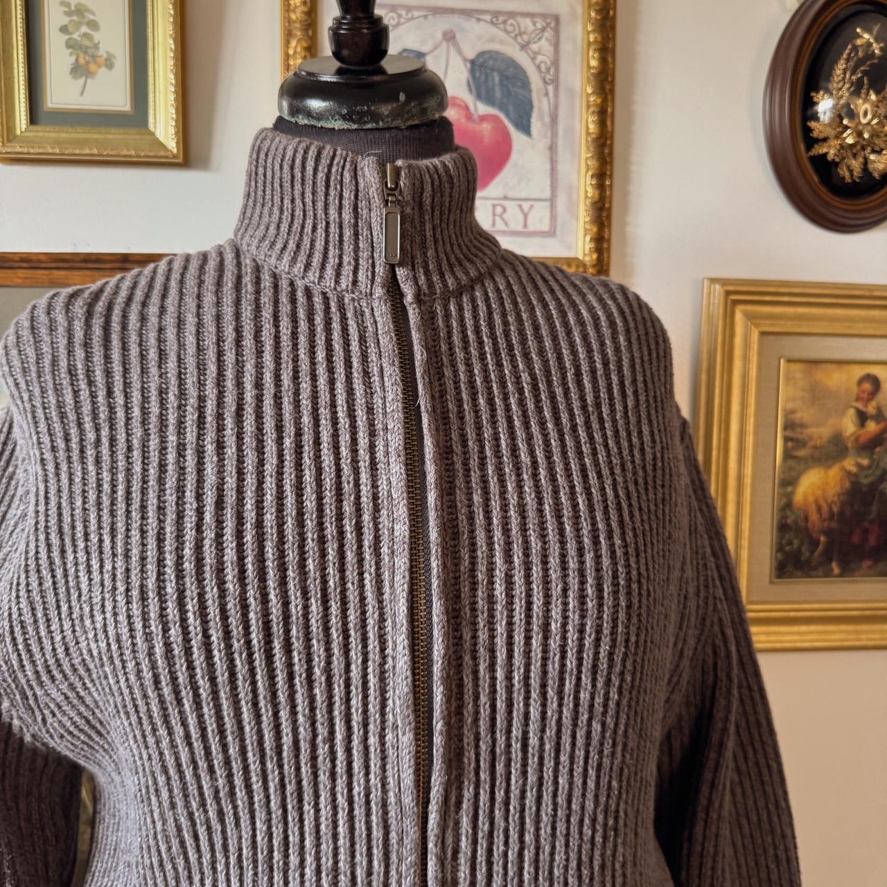 Grey cotton knit zip up (S)