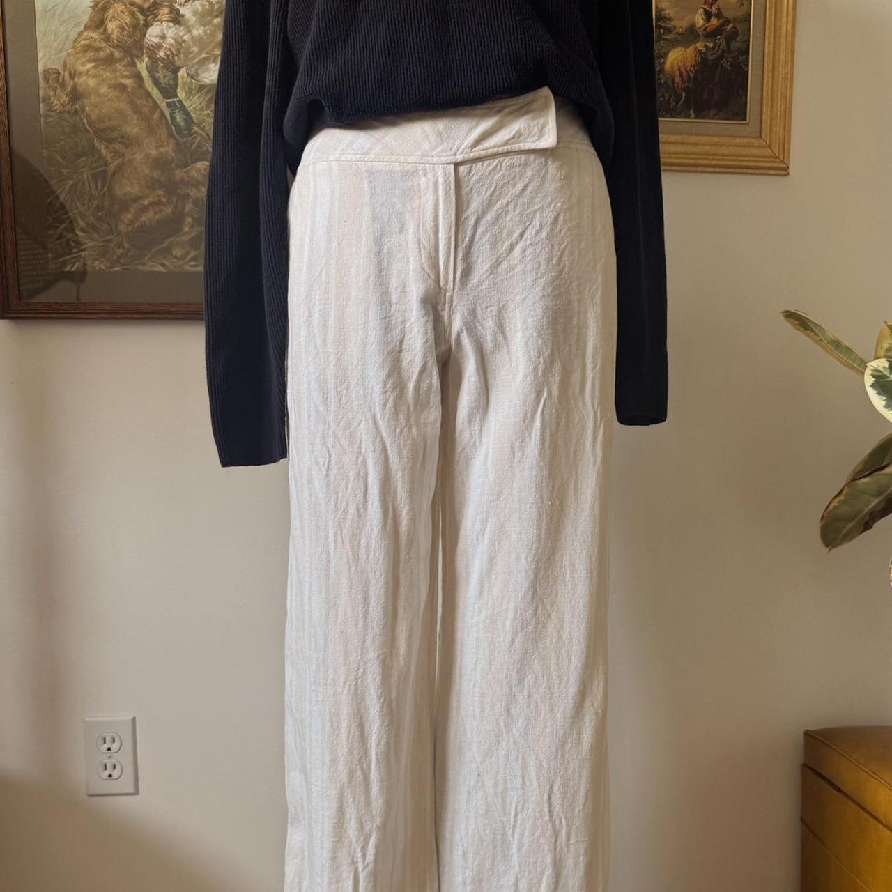Cream striped linen pants (M)