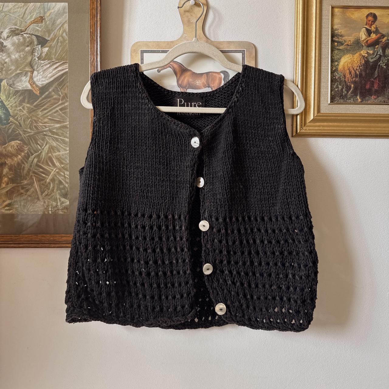 Black crochet knit vest (S)