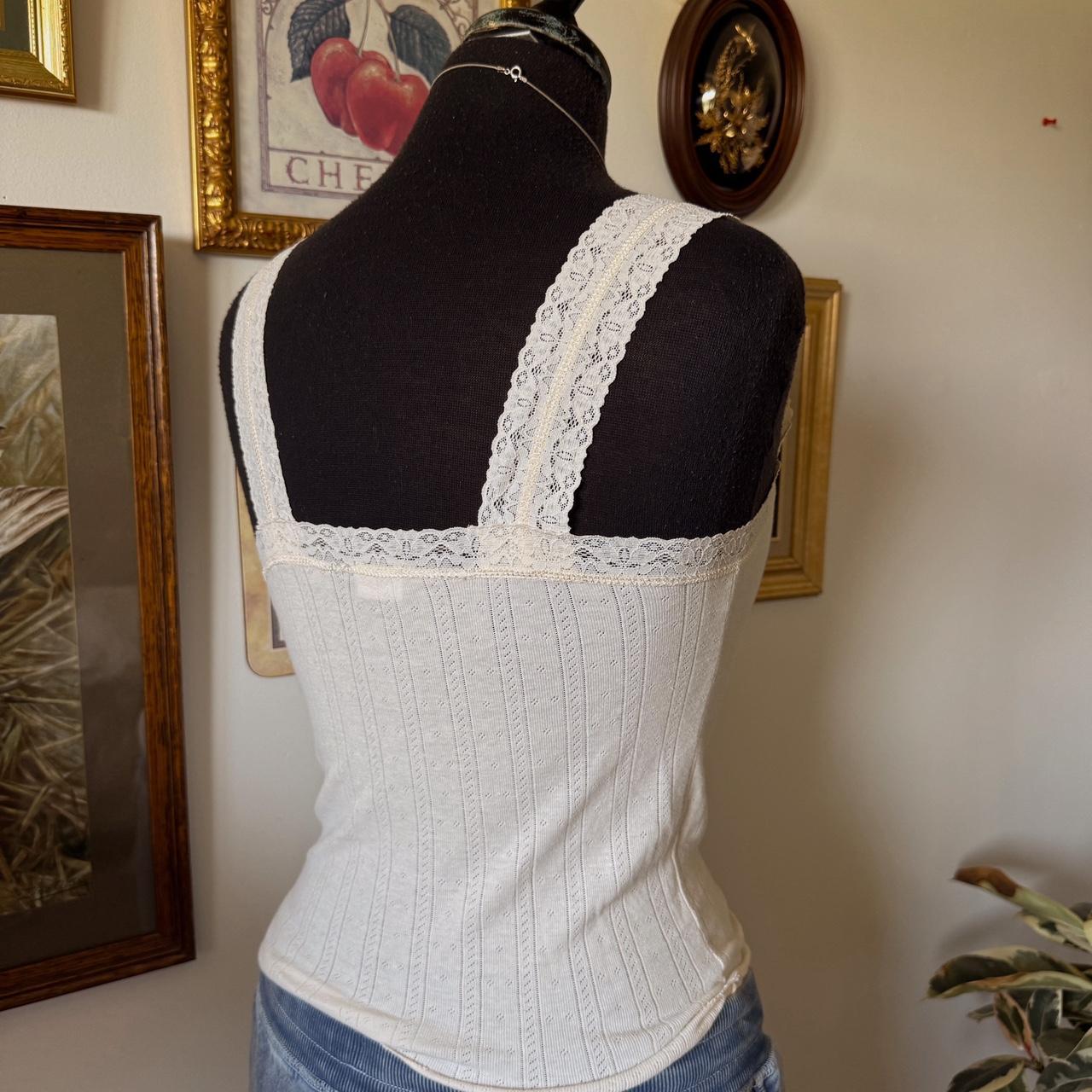 Cream lace pointelle tank (S)