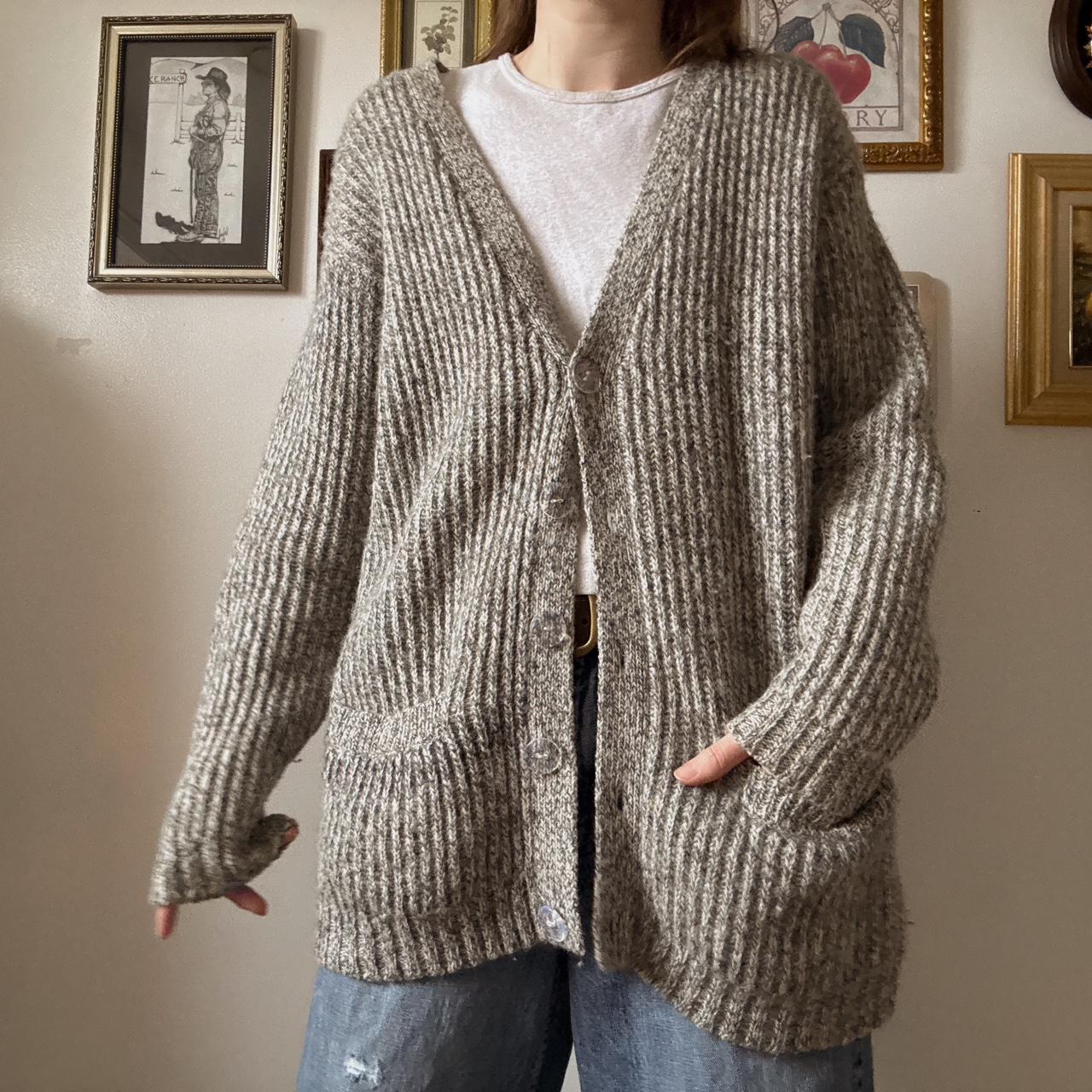 Chunky knit grey slouch cardigan (XL)
