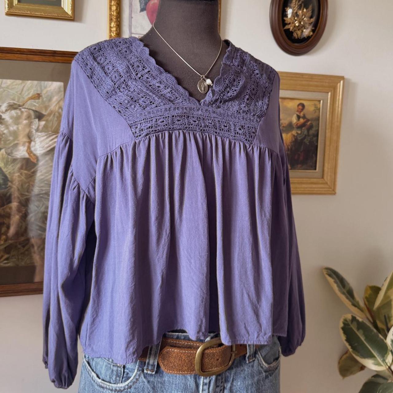 Lilac boho lace blouse (M)