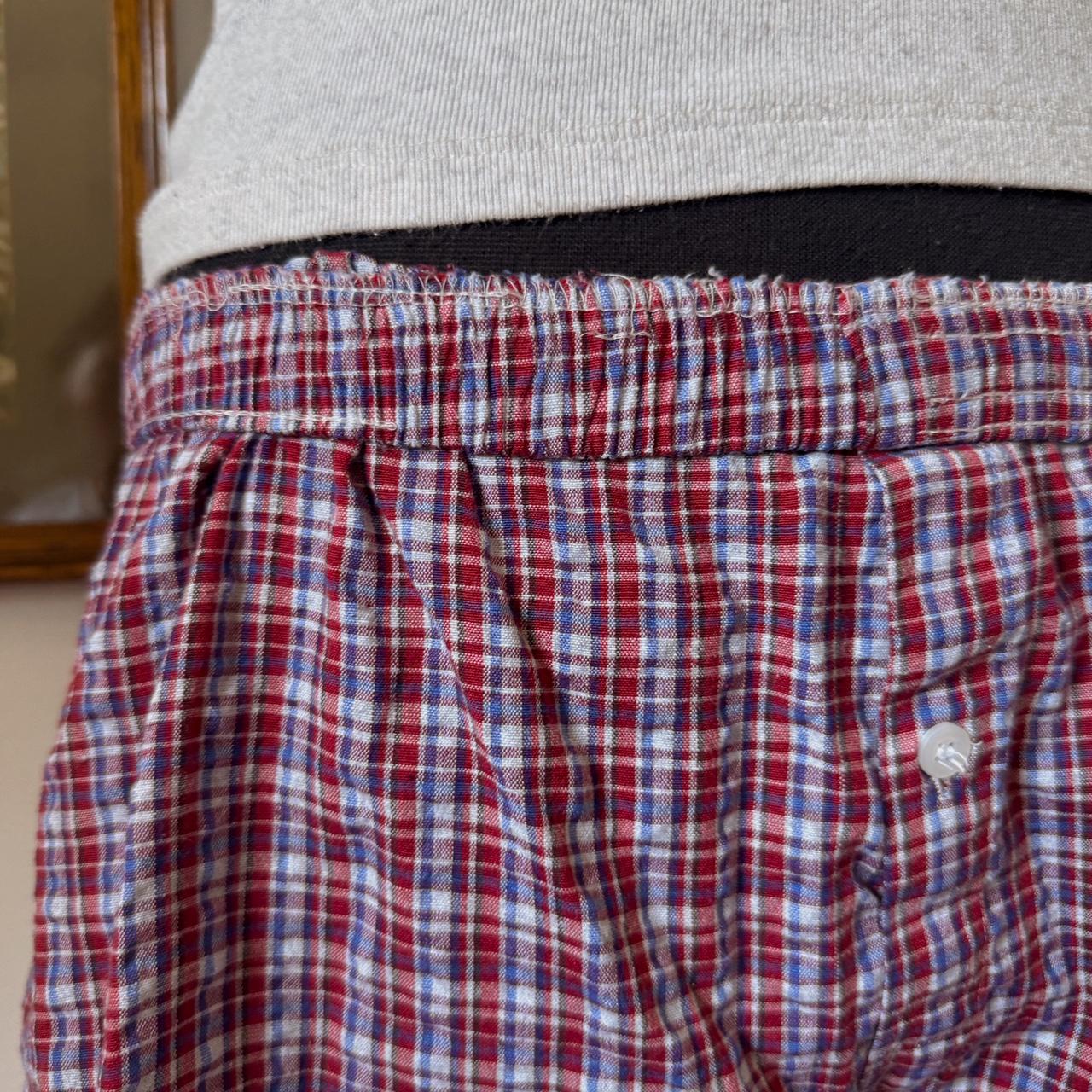 Burgundy plaid boxer shorts (S/M)